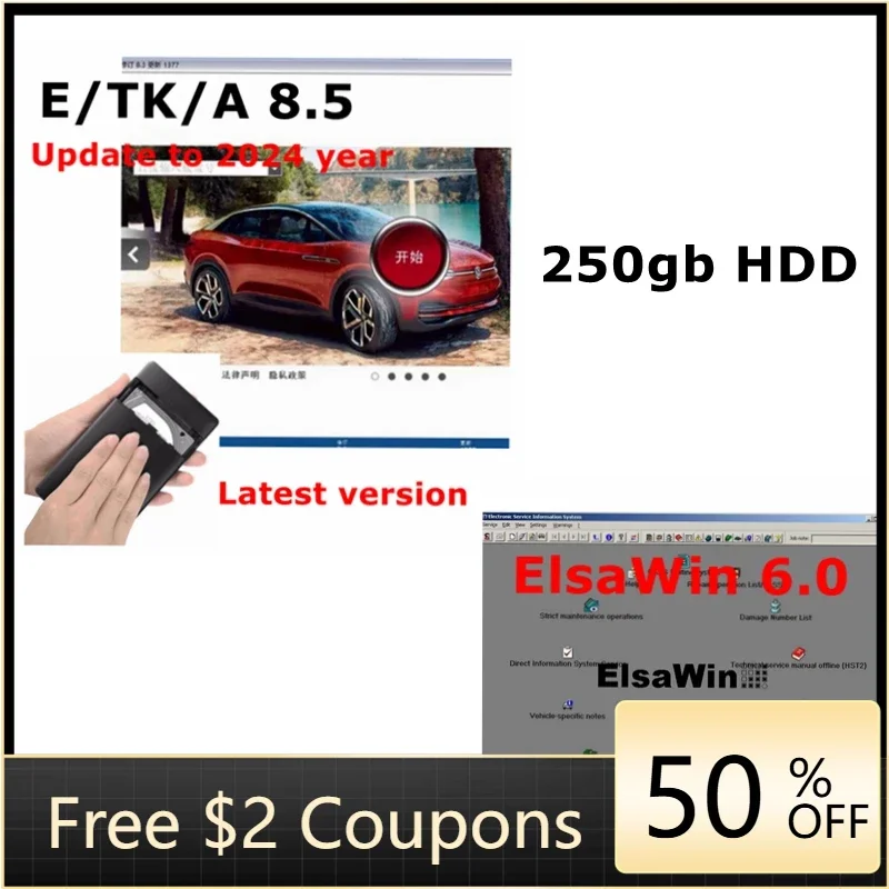 

2024 Hot ELSAWIN 6.0 with E T/ K 8.5 Software up to 2024 Group Vehicles Electronic Parts Catalogue for A-udi for V-W 25gb HDD