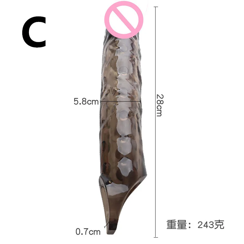 Reusable Penis Sleeve Penis Extender Condom Big Cock Extension Dick Enlarge Adult Sex Toys For Men Penile Enlargement Time Delay