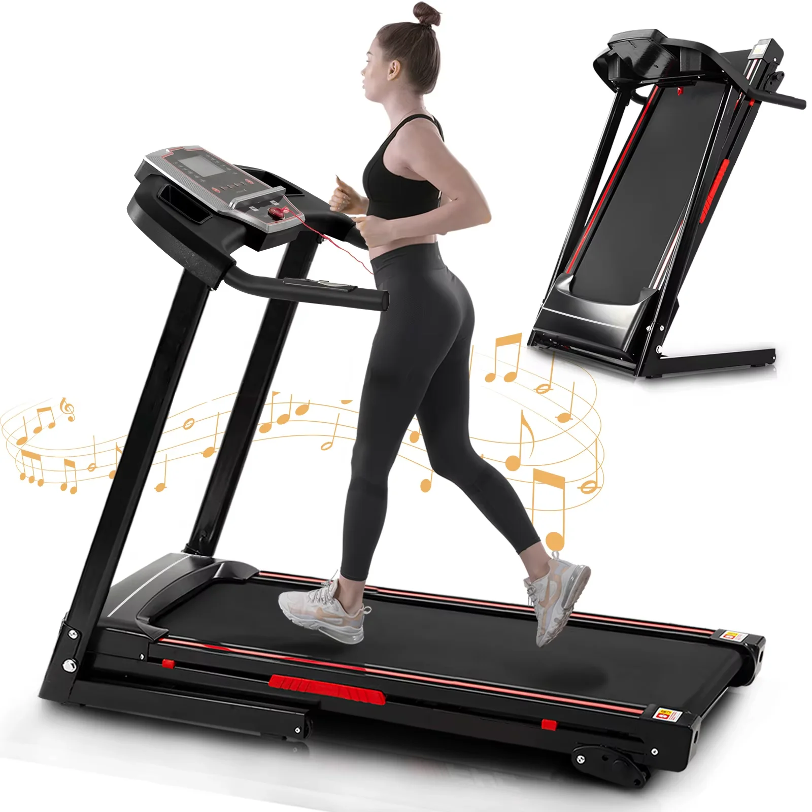 Mini Portable Folding Electric Treadmill for Home Use, Silent Motorized Running Machine with Bluetooth Music & App Controlpromot