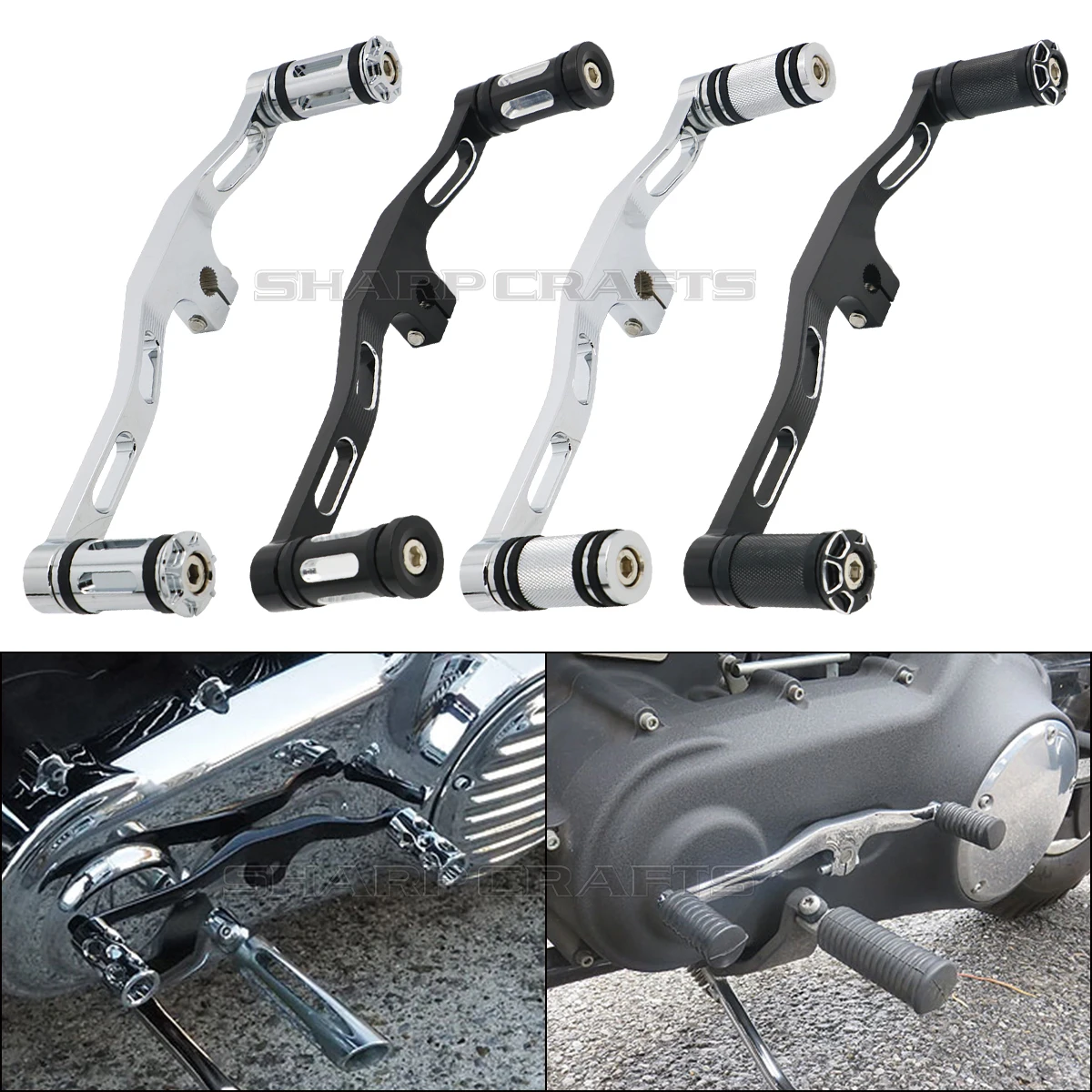 For Harley Dyna Street / Fat Bob Low Rider Super / Wide Glide Motobike CNC Mid-Controls Heel Toe Shifter Lever Shift With Pegs