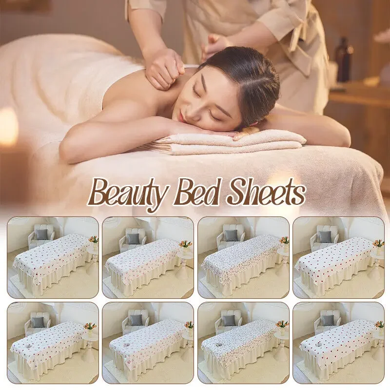 Fashion Printed Beauty Salon Bed Sheets Spa Massage Bed Cover Bedclothes with Holes Massage SPA Therapy Cover Universal