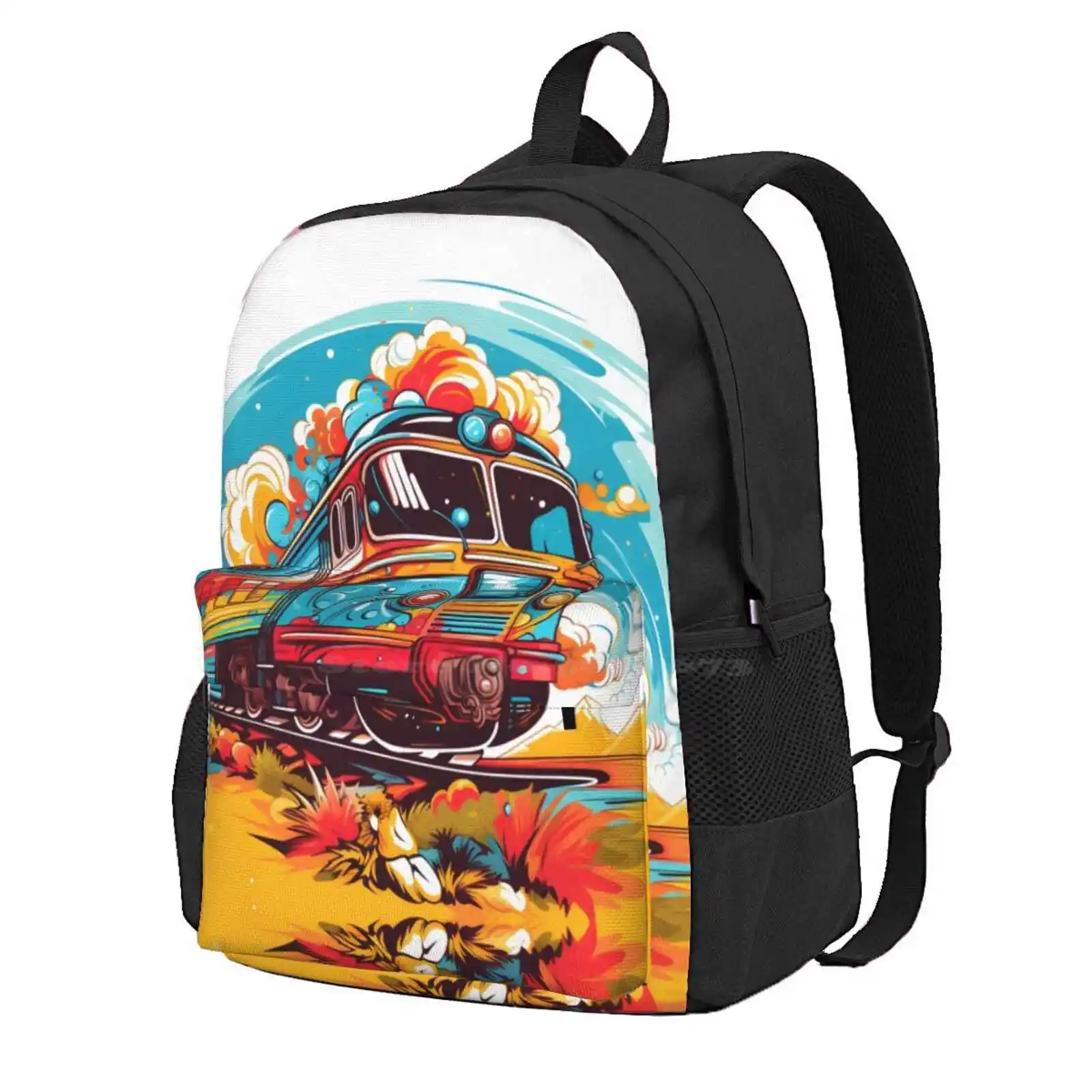 

Train Railway In The 90'S #02 Hot Sale Schoolbag Backpack Fashion Bags Railway Railroad Trains Steam Engine Retro Vintage
