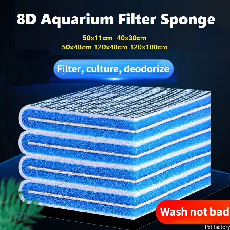 Sponge Filter Aquarium Water  Media Cotton High-density 8D Canister  Material BioSponge Skimmer  Accessories