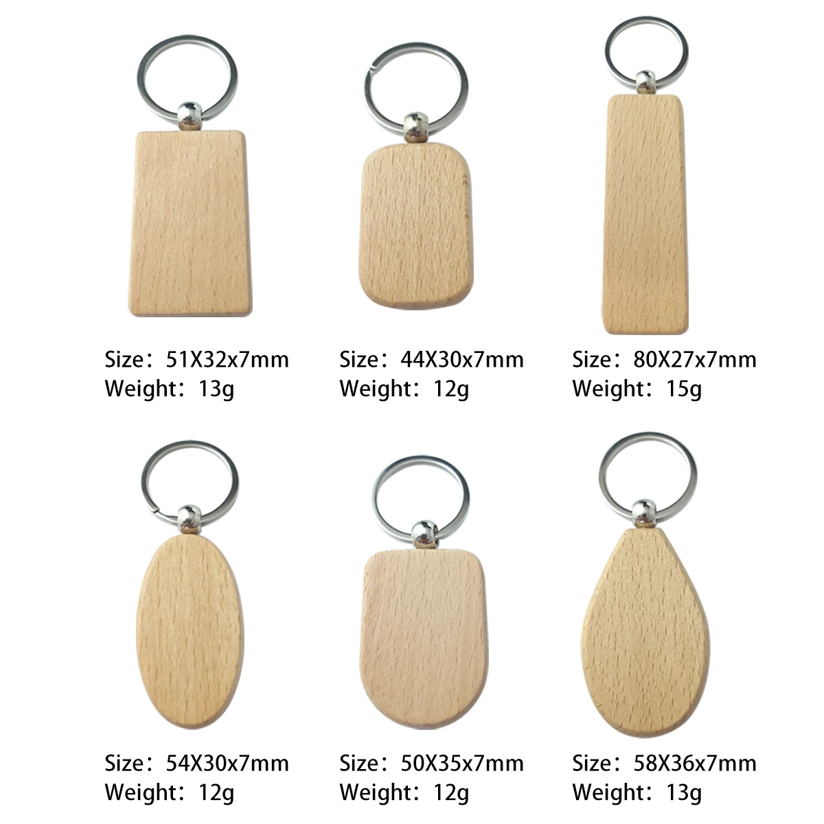 20 Pieces Blank Beech Wood Tag Natural Wooden Geometric Keychain For Laser Engraving Machine DIY Pet Accessories/Family Crafts