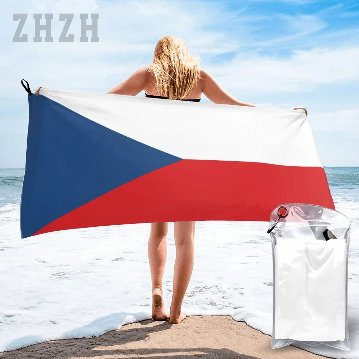 More Design Czech Republic Flag Emblem Bath Towel Quick dry Microfiber Absorbing Soft Water Breathable Beach Swimming Bathroom