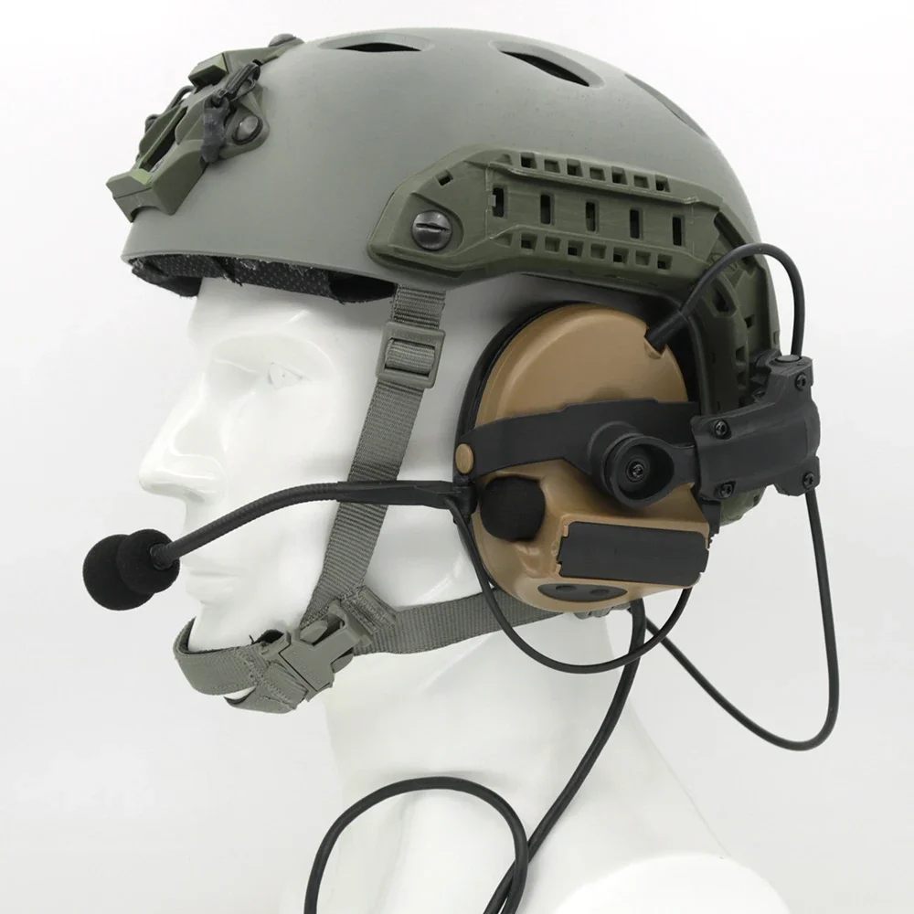 C2 Helmet Bracket Version Headset with ARC Rail COMTA II Tactical Headset Noise Reduction Sound Pickup Airsoft Hunting Headset