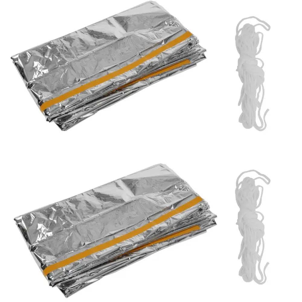

2 Pcs Durable Reflective Emergency Shelter Blanket Reusable Foldable Emergency Tent Waterproof Lightweight Survival Tent Outdoor
