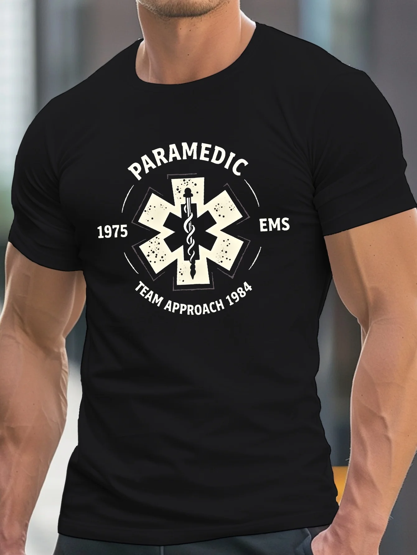 PARAMEDIC Emblem & Caduceus Staff First Responders T-Shirt 100% Cotton O-Neck Short Sleeve Summer Casual Mens T-shirt Streetwear