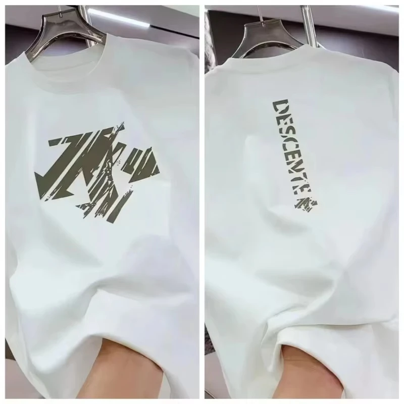 2026 New Mens Tshirt Multiple Sizes HD Print Brown Graffiti Pattern Cotton Streetwear Casual Fashion Round Neck Top Gift