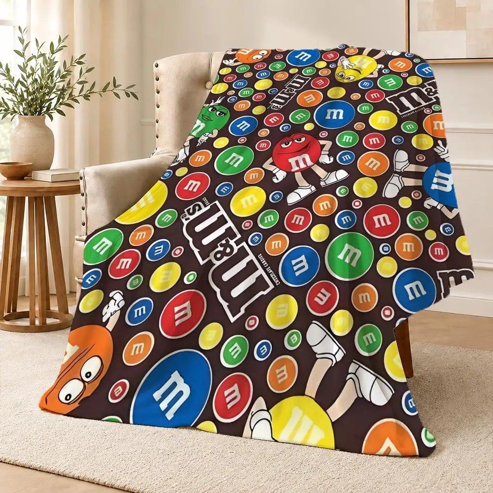 Candy M&M's Chocolate Candies Gift Throw Soft Flannel Throw Blanket for Couch Bed Sofa Warm Cozy Lightweight All Season