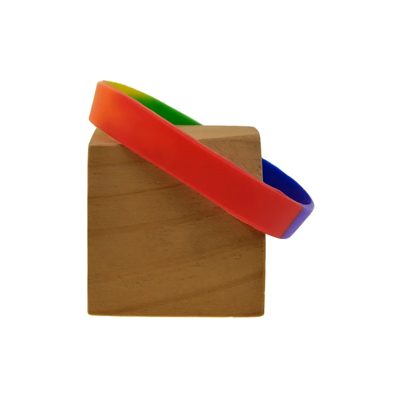 50 Pcs 1/2 Inch Wide Rainbow 6 Colors Silicone Wristbands Simple Plain Pride Bands for LGBT Awareness Corporate Event Gifts