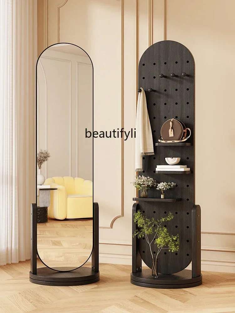 Full-Length Mirror Wire-Wrap Board Rotatable Dressing  Household Coat Rack  Shelf Floor Mirror Girl Full-Length Mirror