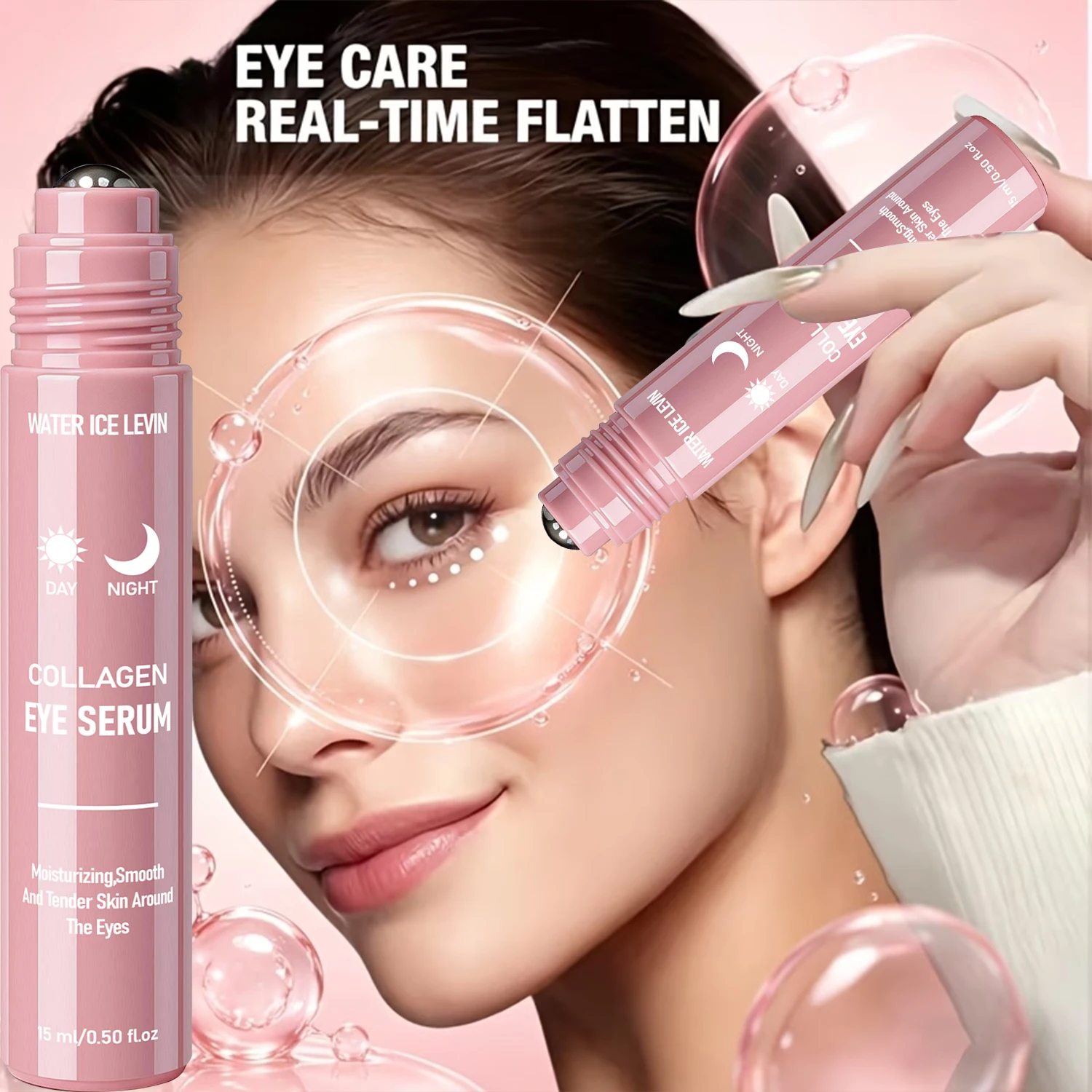 Collagen Eye Serum with Hyaluronic Acid – Firming Moisturizing Eye Care for Day & Night, Smooths Fine Lines – 15ml
