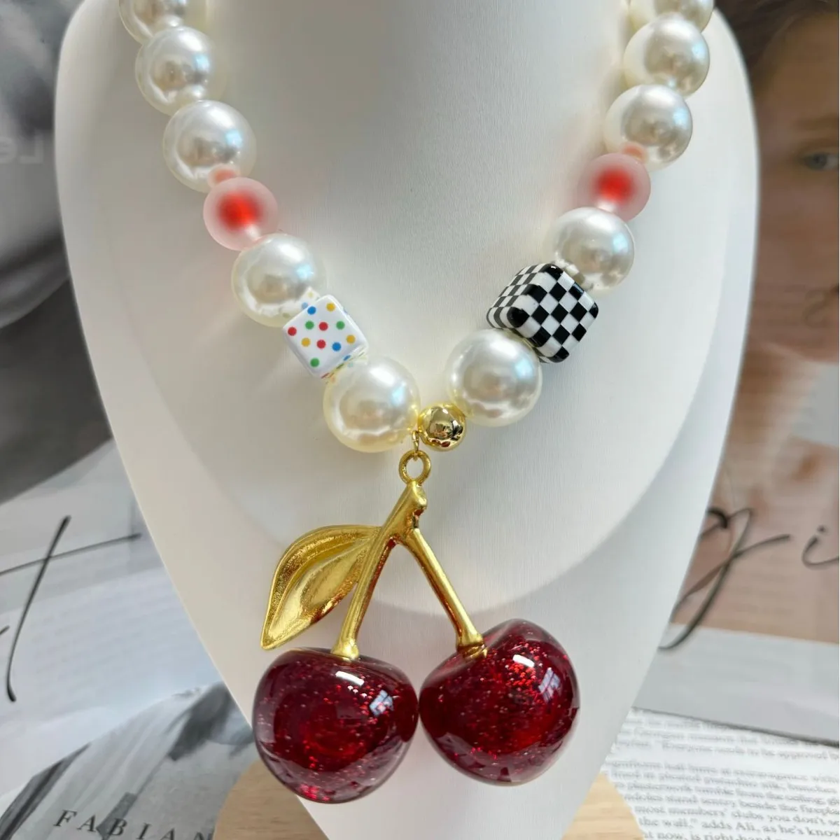 Chic Cute Fruit Geometric Clavicle Chain Exaggerated Design Women Cocktail Party Premium Present
