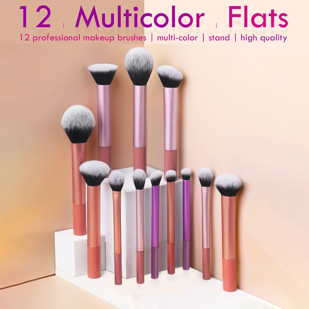 12pcs Makeup Brush Kit Soft Synthetic Hair Make Up Brushes Foundation Blush Eyeshadow Cosmetic Makeup Tools