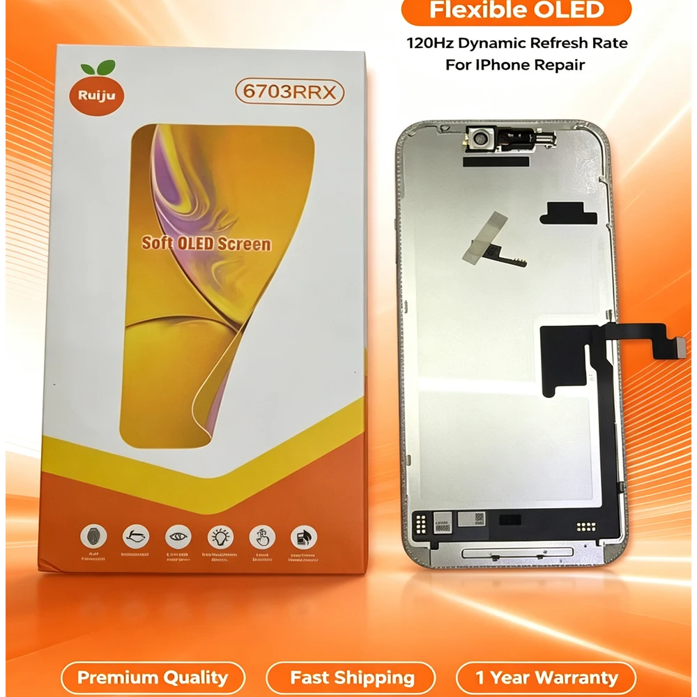RJ SOFT OLED LCD Display Replacement For iPhone 16 12Pro 13pro 15pro 14pro 16pro 17pro Max 14 16 15 PLUS Touch Screen Digitizer