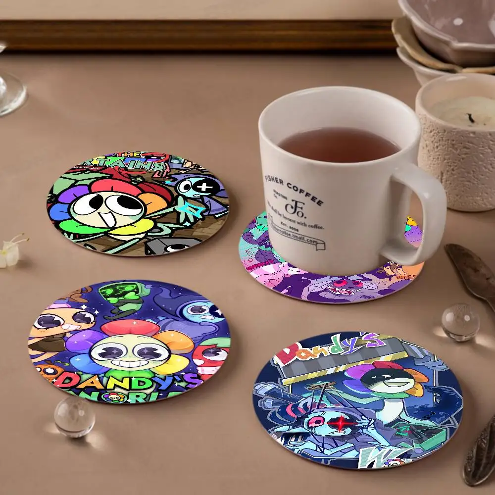 D-Dandys WorldS Cartoon Retro Wooden Cup Mats Elements Colour Printing Cup Coasters Home Kitchen Decora Gifts