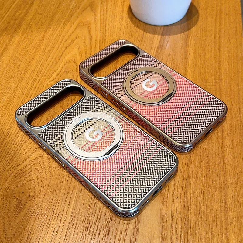 حافظة أعمال مغناطيسية من ألياف الكربون لهاتف جوجل بيكسل 10 برو XL 9 9A 360 ° غطاء حماية مطلي مضاد للسقوط ودعامة دوارة #6