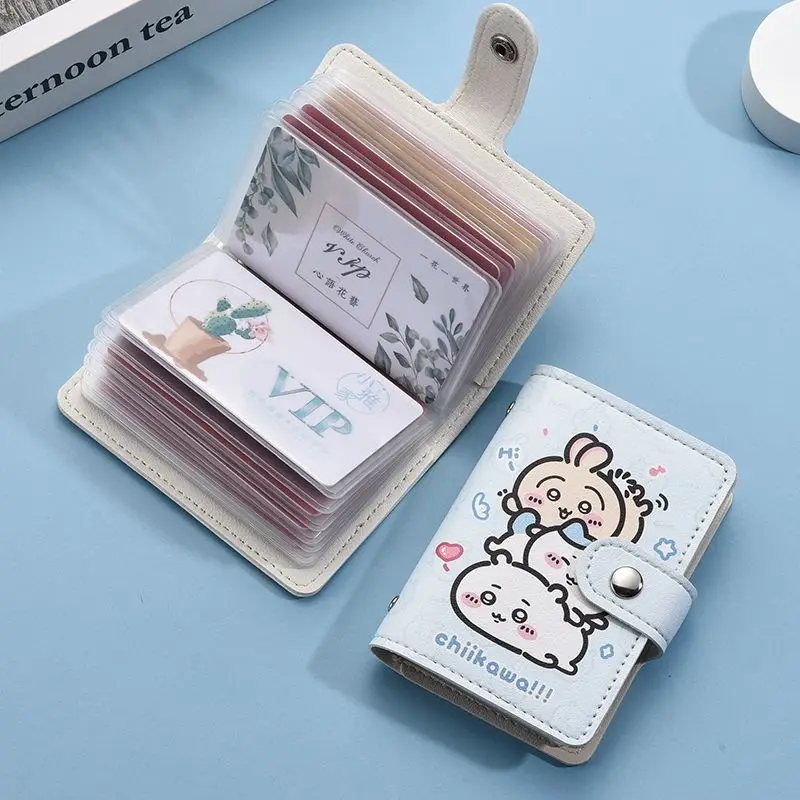 만화 귀여운 치이카와 카드 홀더 우사기 캐릭터 대용량 다중 슬롯 초박형 운전면허증 은행카드 가방 휴대용