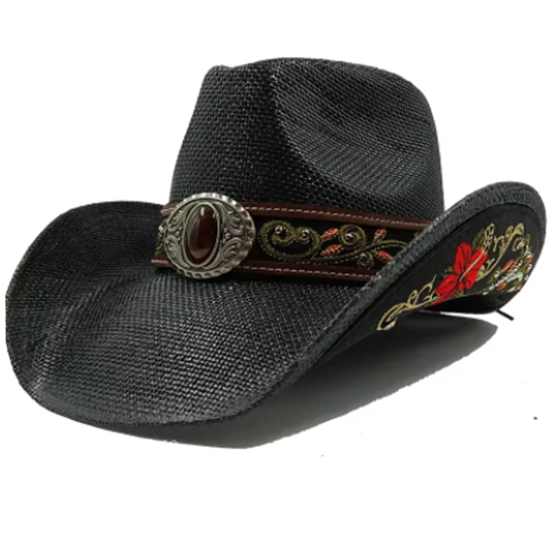 Kapelusze słomkowe w stylu zachodnim dla mężczyzn kobiety letni kapelusz przeciwsłoneczny na plażę Vintage zwinięta krawędź Cowgirl kapelusz jazzowy Sombrero Hombre