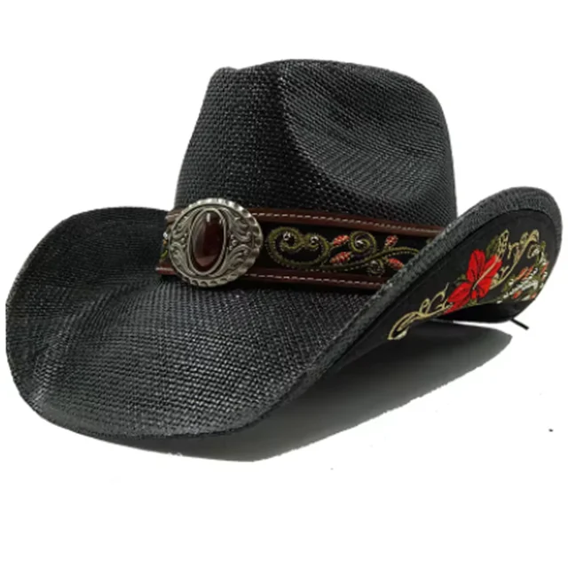 Kapelusze słomkowe w stylu zachodnim dla mężczyzn kobiety letni kapelusz przeciwsłoneczny na plażę Vintage zwinięta krawędź Cowgirl kapelusz jazzowy Sombrero Hombre