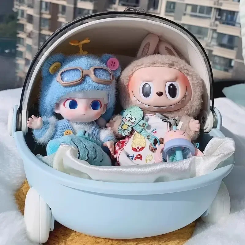 人形なしミニチュアキャリーコット人形収納ボックス Lbb 使用透明クレードルディスプレイキャビネット防塵ドールハウスアクセサリーギフト