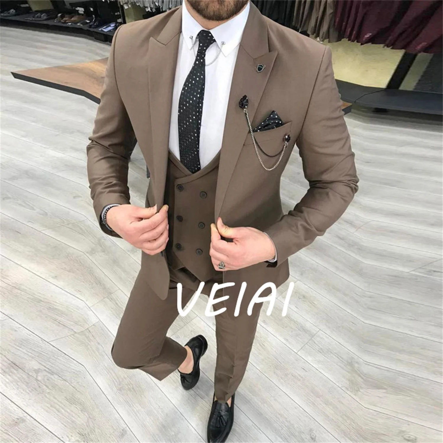 

CustomizedAdding Fat and Increasing Foreign Trade Men's Suit 3 Piece Set Host Banquet Suit Men's Suit Best Groom Dress (Blazer+V