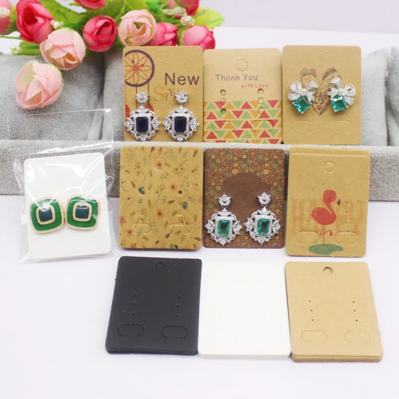 5x4cm Hot selling New Comic Style Beauty/Photo Girl Black/White/Kraft Paper Series Earstuds Earrings Set Pattern Card