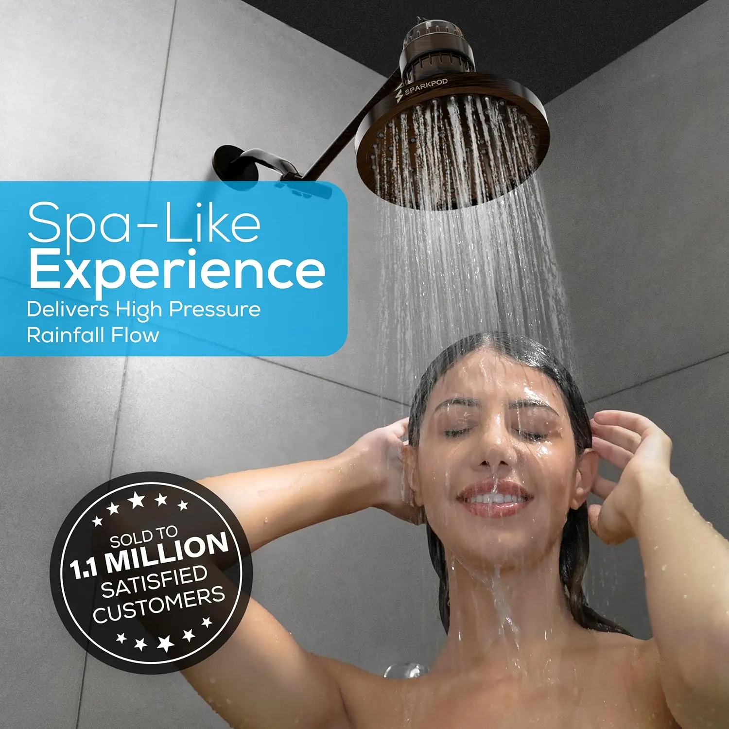 رأس دش مطري عالي الضغط - تصميم فاخر قابل للتعديل سهل التركيب للحمام (برونزي عتيق، دائري 8 بوصة)