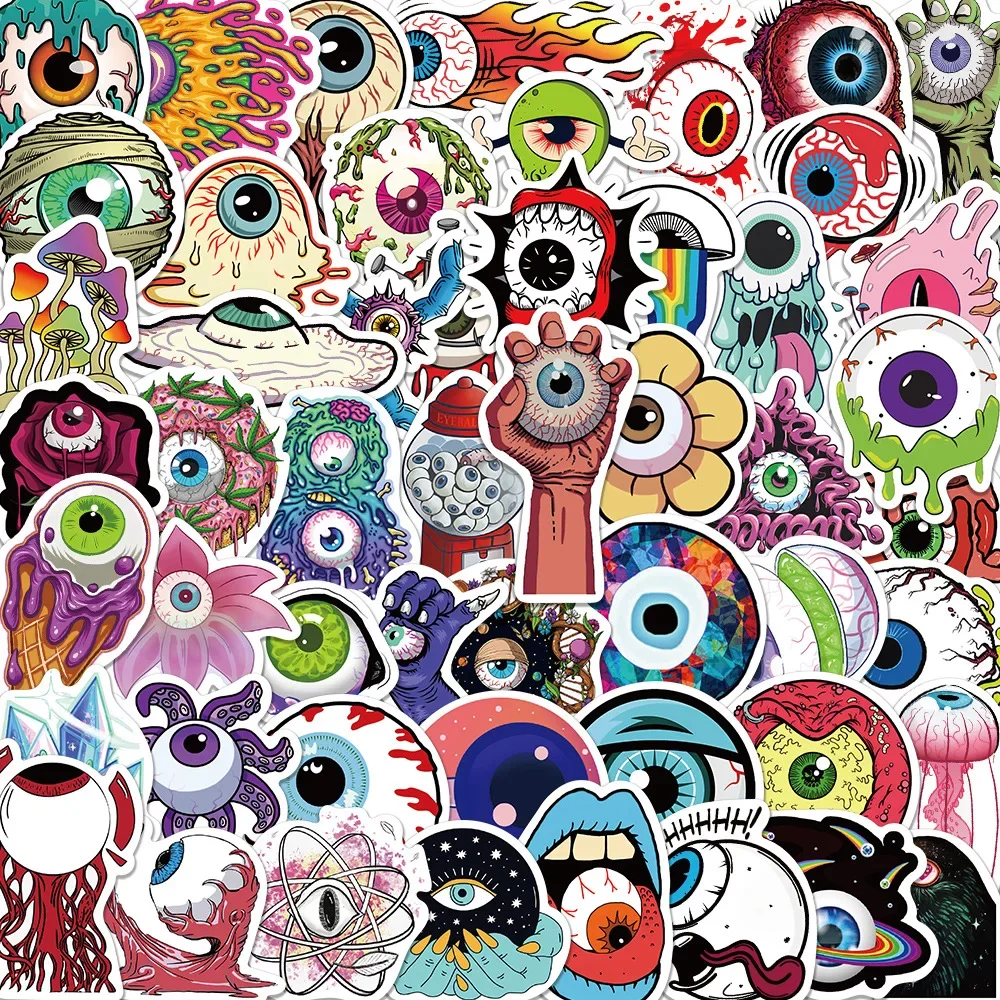 10/30/50PCS Cartoon Eyeballs Trendy Graffiti Waterproof Sticker Toy Decoration Notebook Suitcase Skateboard iPad GuitarWholesale