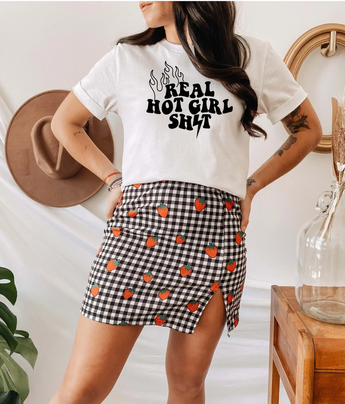 Skuggnas Real Hot Girl Shit Cotton T-shirt Tumb Shirt Aesthetic Sassy Girl t shirt Sarcastic Women Fashion t shirts