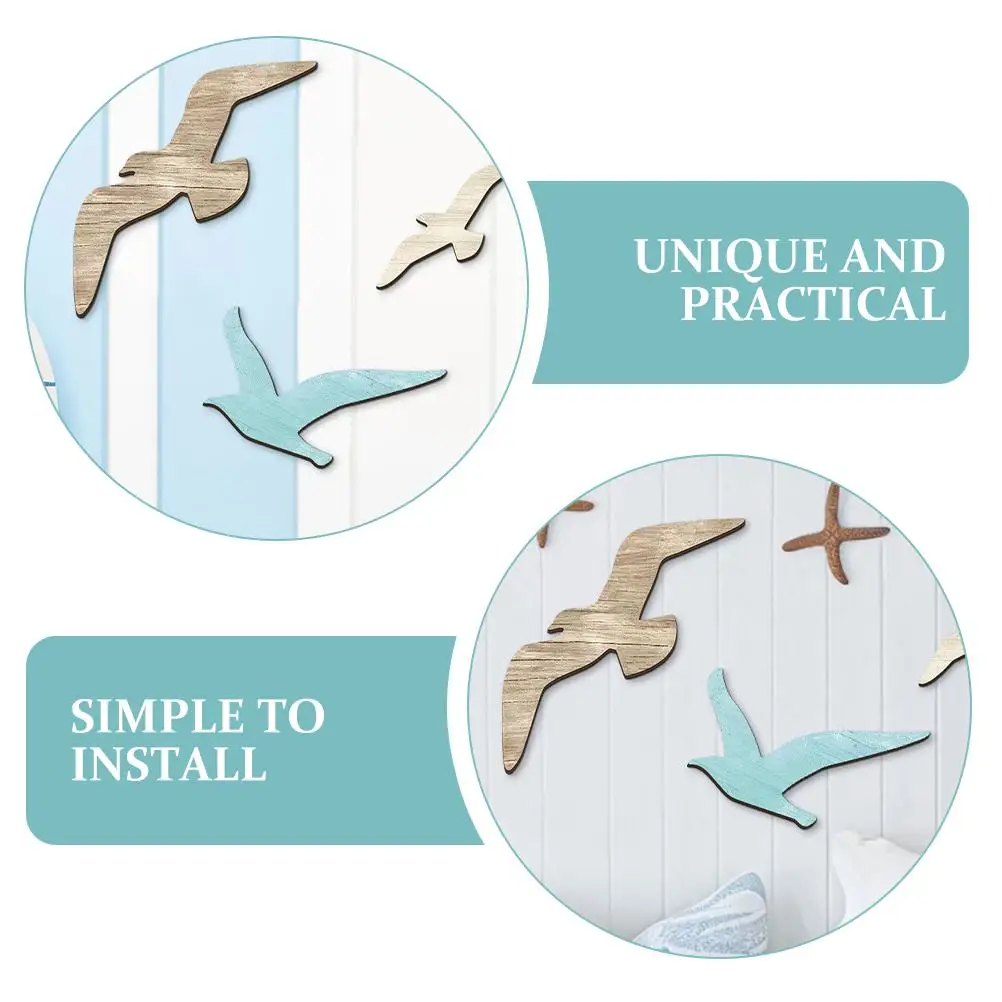 3 ชิ้น Seagull แขวนผนังตกแต่ง Nautical ประติมากรรม Coastal สําหรับห้องนอน Seaside เครื่องประดับ Home Art Vintage Coastal