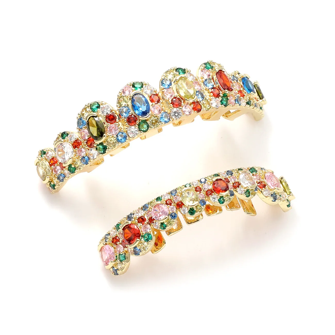 1Pc Fashion Unique Design Copper Inlaid Colorful Zircon Hip Hop Teeth Grillz Body Jewelry Cool CZ Tooth Party Essential Gift
