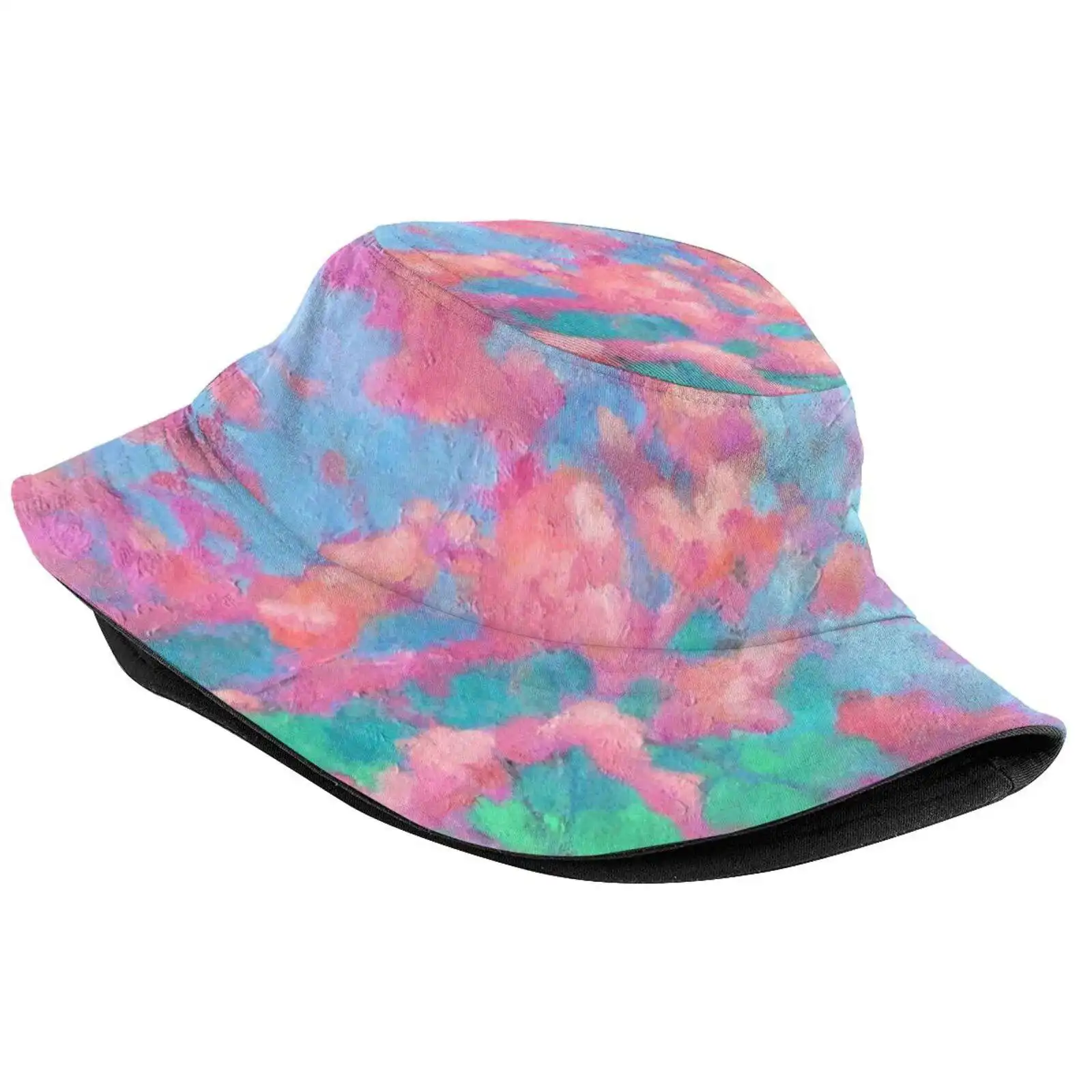 Pink Tree Blossoms Painting Pattern Design Printed Travel Bucket Hats Carrie Lacey Boerio Pink Flowers Blossoms Flowering Tree