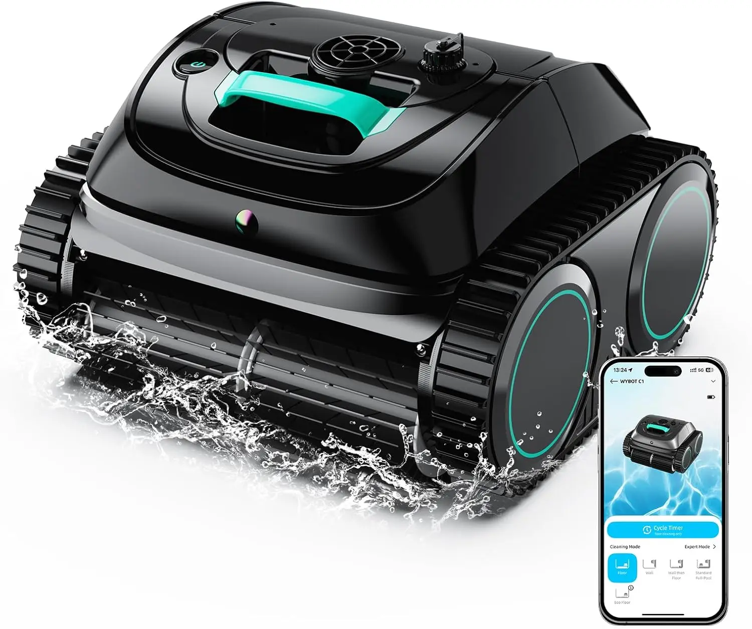 

Cordless Robotic Pool Cleaner For Inground Above Ground Pools 4 In 1 Triple Motor Wall Waterline Cleaning Wifi Bluetooth Covers