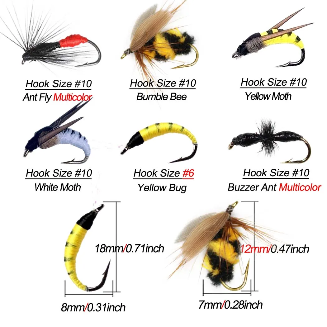 15/18Pcs  Insects Flies Fly Fishing Lures Bait Wet/Dry Flies Trout Artificial Insects Lure