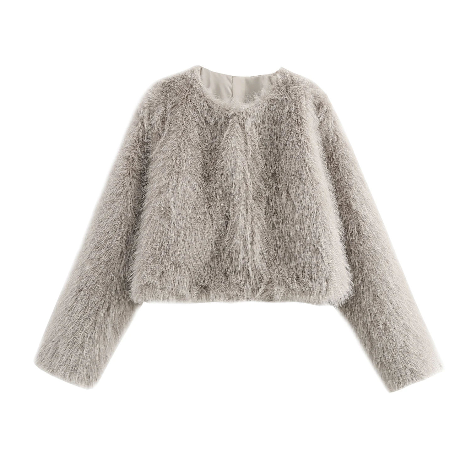 Cappotto in pelliccia artificiale autunno e inverno nuova moda da donna effetto pelliccia artificiale girocollo manica lunga giacca corta