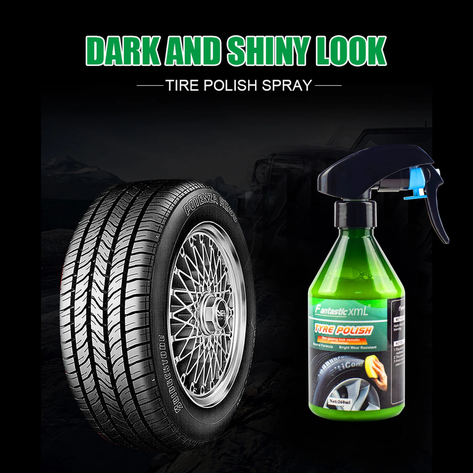 

260ml Car Wheel Polish Tire Refurbishment Wax Cleaner Leather Polishing Paste Auto Tire Care Brightener Agent Maintenance Fluid