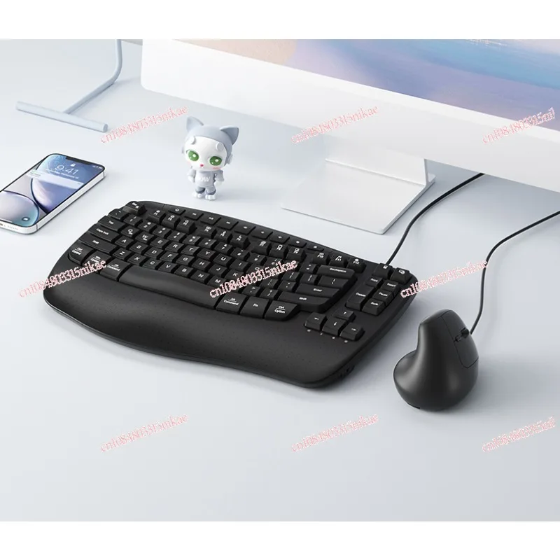 

Ergonomic Wired Keyboard and Mouse Combo | USB Plug-and-Play, Silent Keys - Compatible with Laptops & Desktops