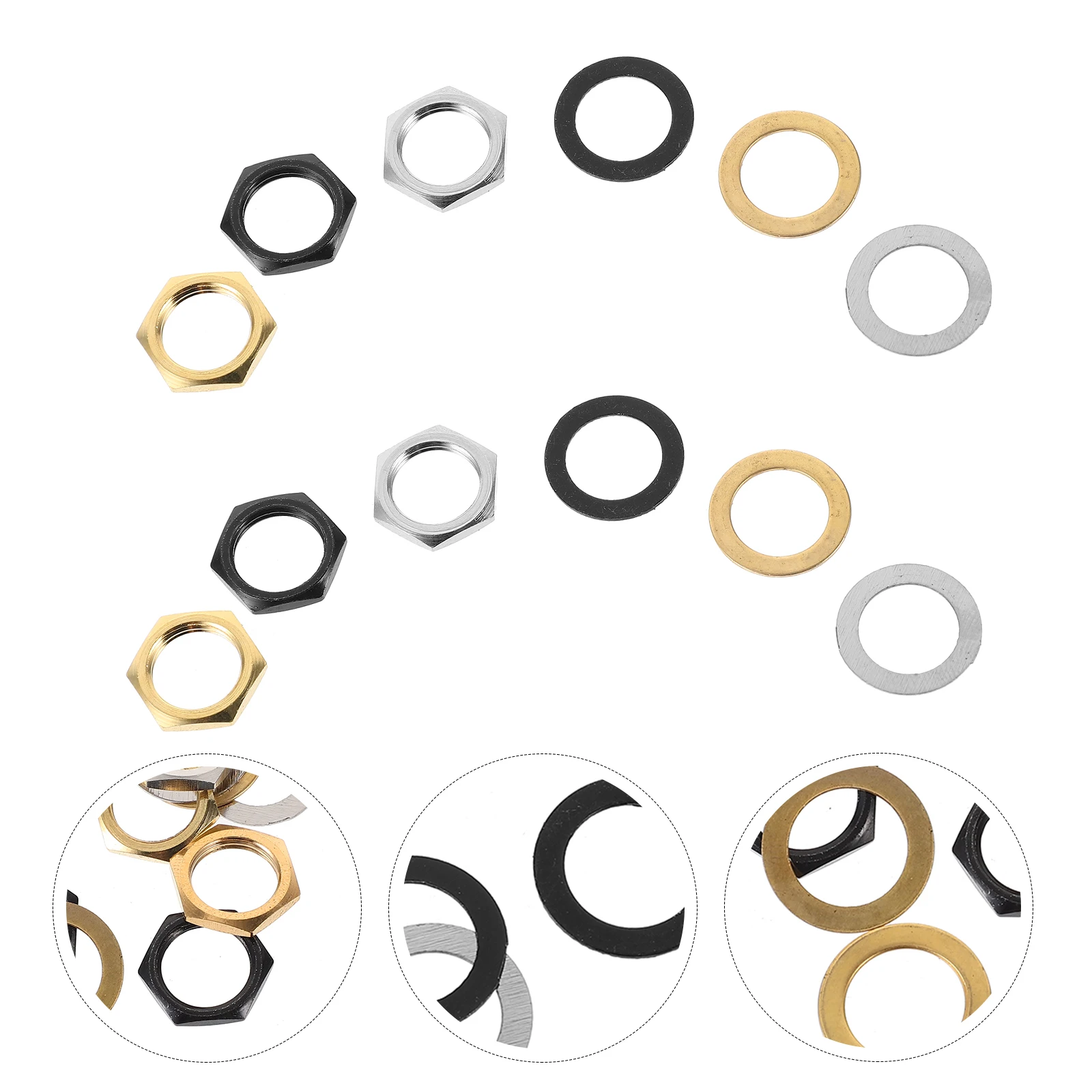 

12 set Input Jack Socket Set Electric Output Socket Replacement Metal Nut Washer Durable Guitar Accessories Guitar Potentiometer