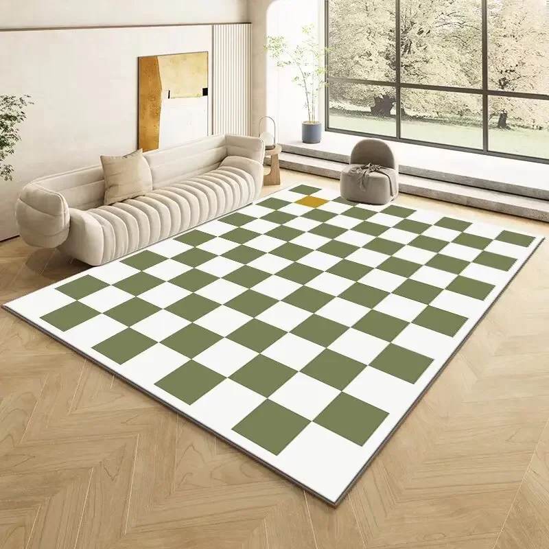 Mode Retro Dambord Tapijt Woonkamer Slaapkamer Decoratie Nachtkastje Antislip Zachte Mat Thuis Wasbare Pluche Tapijten Aanpasbaar
