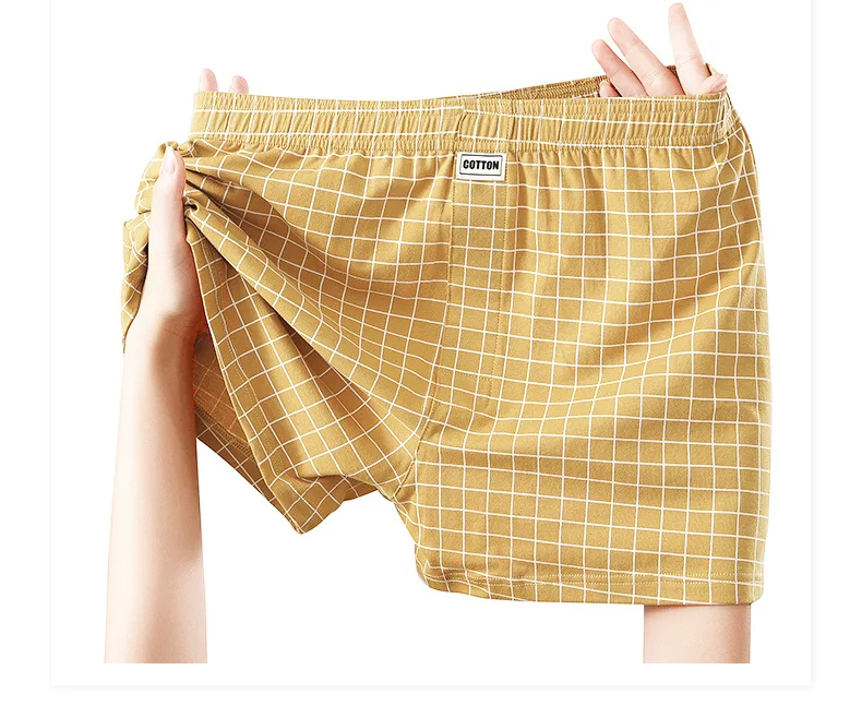 1/3 PCS New Men's Plaid Boxers Solid Cotton Luxury Satin Male Seamless Underwear  Mid Waist Breathable Sexy Male Panties