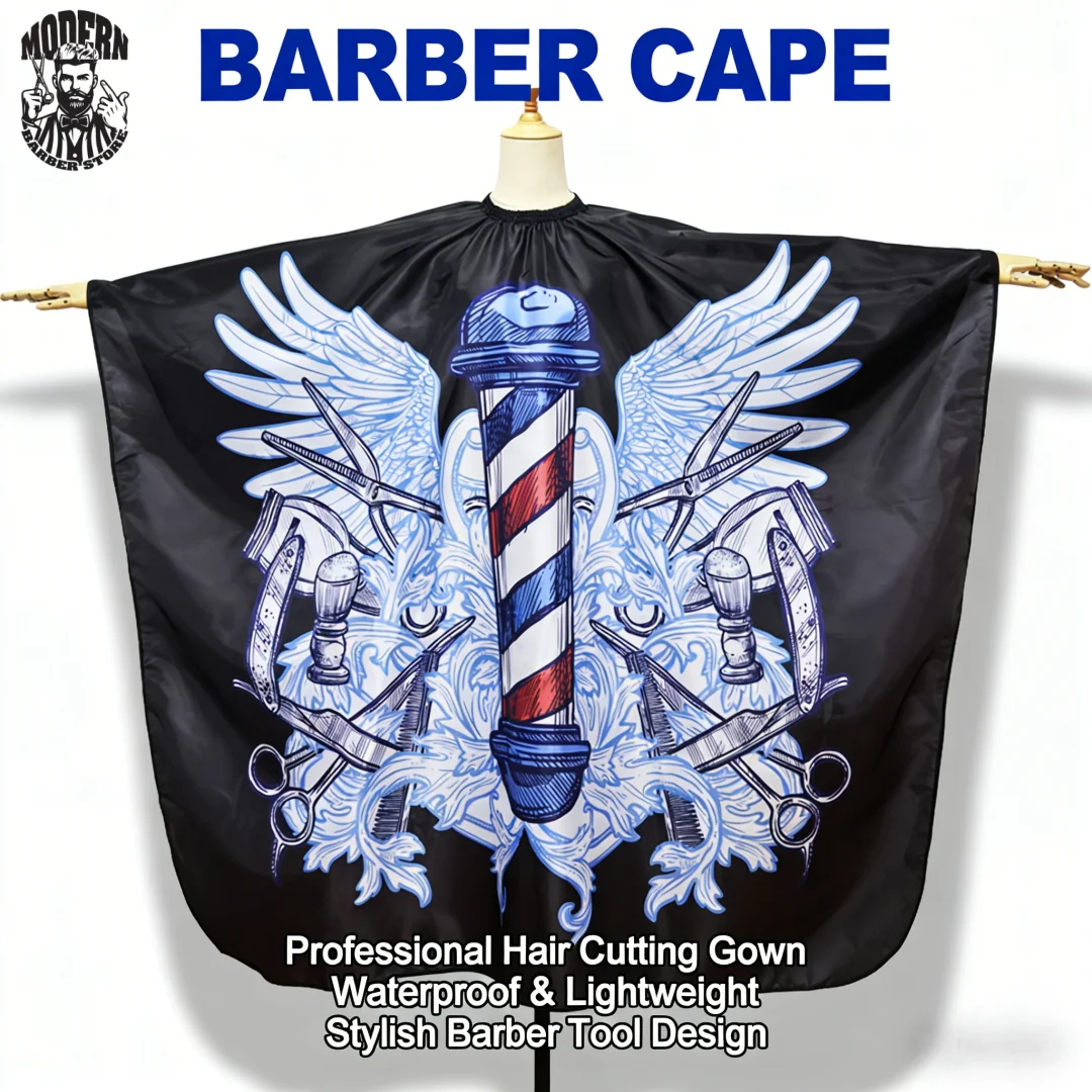 

Salon Hairdressing Apron Waterproof Antistatic Barber Cape Turning Light Pattern Haircut Cloth for Barber Shop Stylist