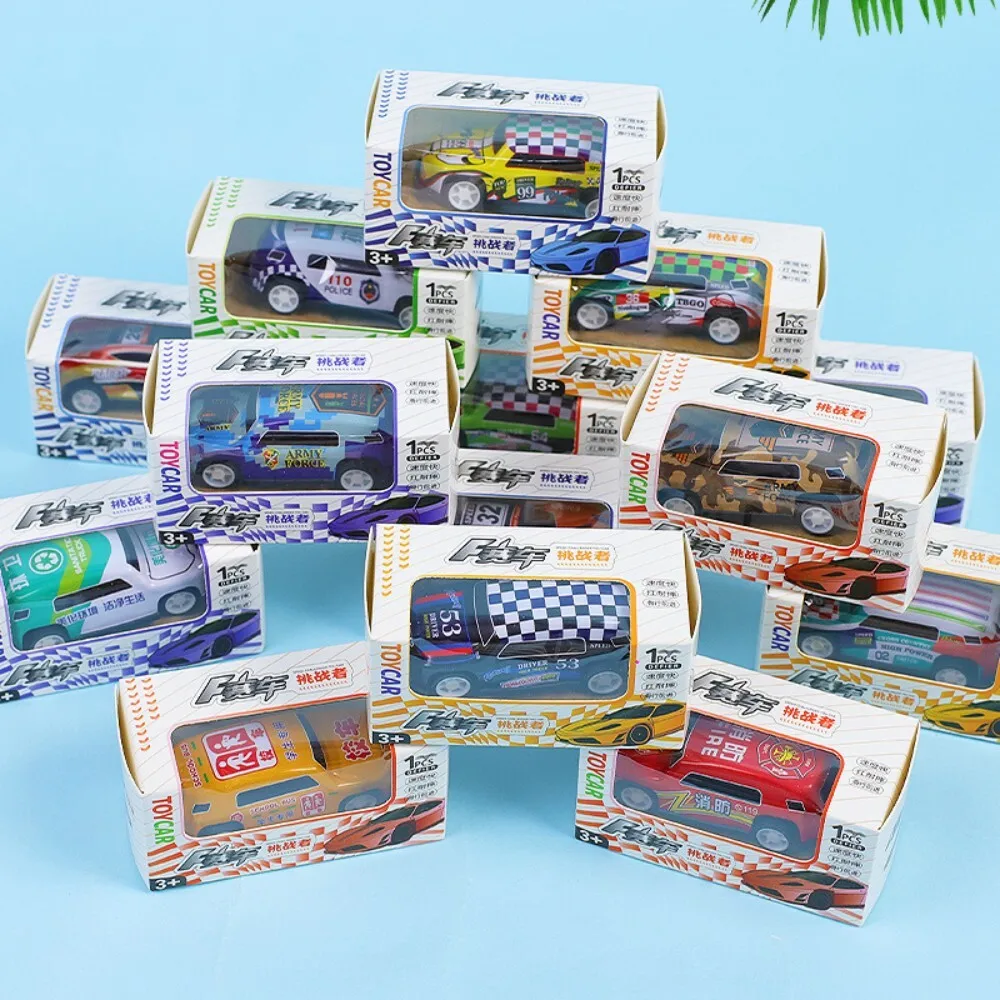 Childrens Boxed Pull Back Tin Car Toy Model Vehicle for Kids Racing Playtime Fun Party Favor Gift for Students and Boys