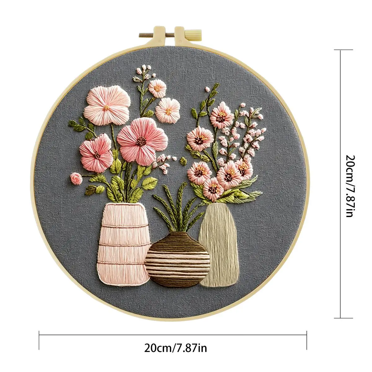 1 Stück 20X20CM/15X15CM 7,87/6,3 Zoll Vase Stickerei Starter-Kit DIY-Kit DIY-Stickerei-Set Handarbeiten Nähkunst Heimdekoration – Detail 4