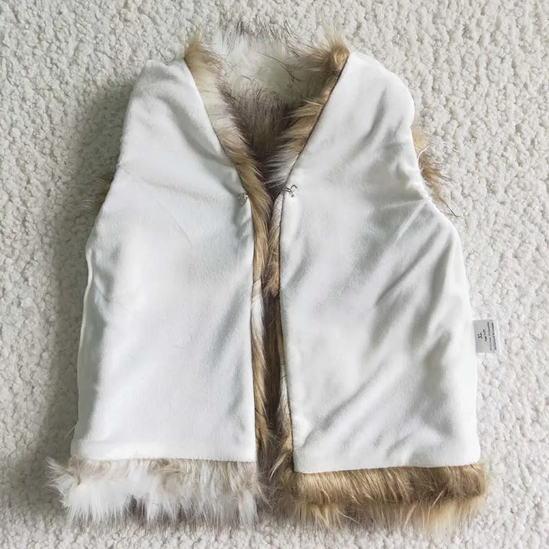 Multicolor Foux Fur Baby Girl Soft Coat Sleeveless Kid Lapel Children Vest Clothes Wholesale Infant Boutique Toddler Clothing