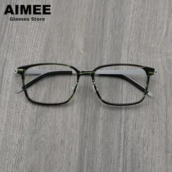 Men's Square Screwless Glasses Frame Women Fashion Ultralight Titanium Acetate Prescription Eyeglasses Korean Myopia Eyewear