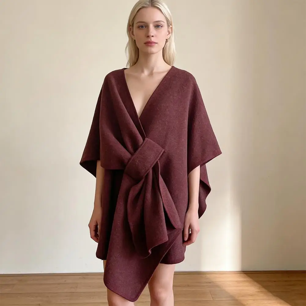 Easy Care Shawl Adjustable Crossover Shawl Women’s Lightweight Draped Shawl Scarf Adjustable Crossover Front Knitted Cape