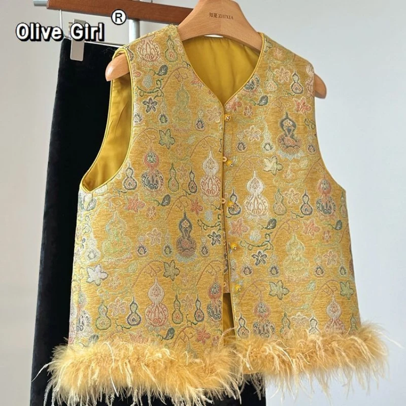 

Жилет в китайском стиле, хлопковый топ, женский теплый и толстый жилет с вышивкой 2026, изысканный элегантный розовый светлый роскошный жилет