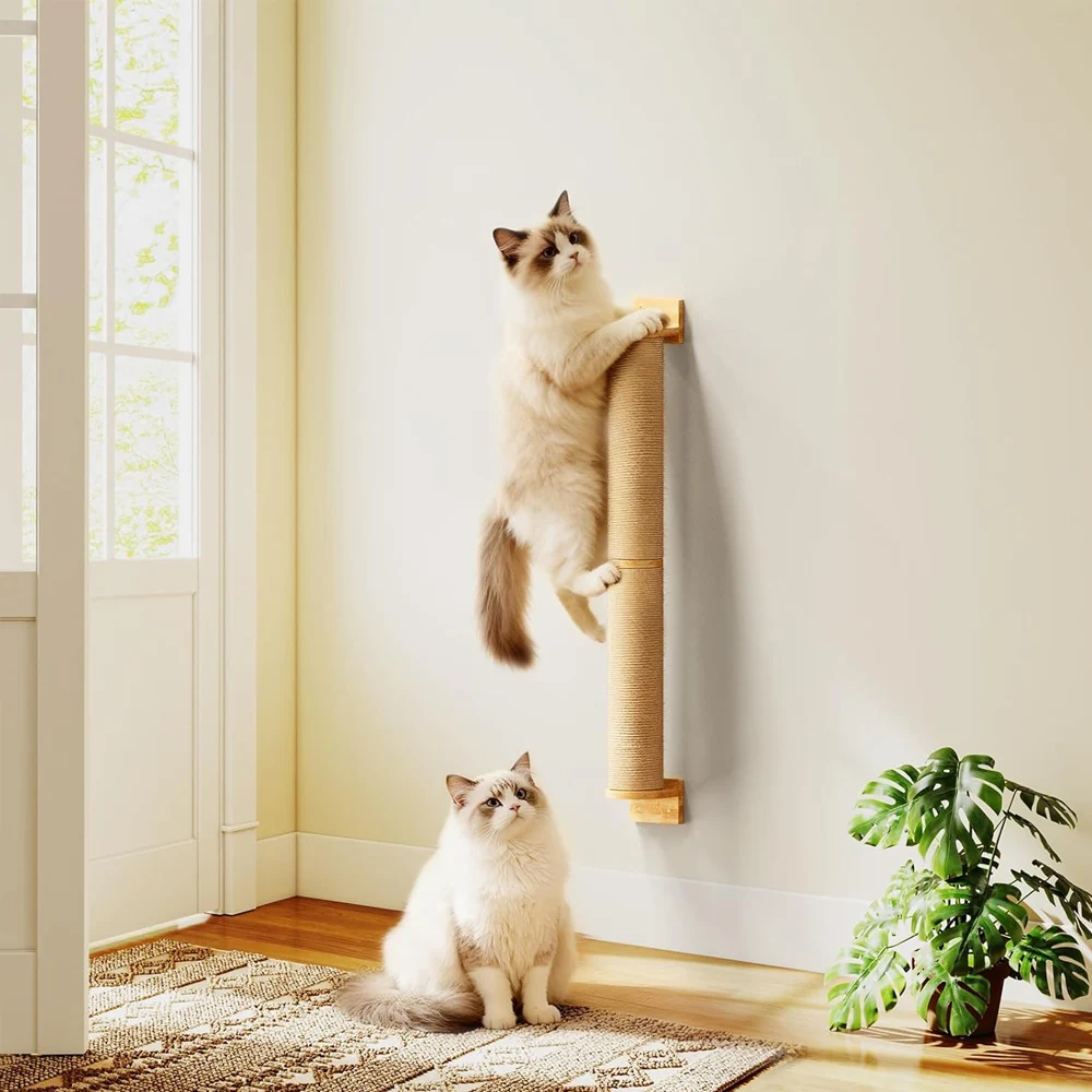 Katzen-Kratzbaum Wandkletterregale Hängematte Holz Sisal Katzenbaum Kratzturm für Hauskatzen Haustiermöbel und -betten – Detail 4